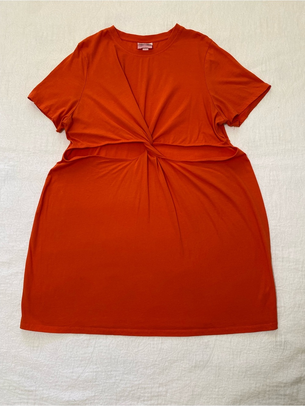 Future Collective Women’s Dress 1X Orange Cut Out Twist Front Cotton Mini